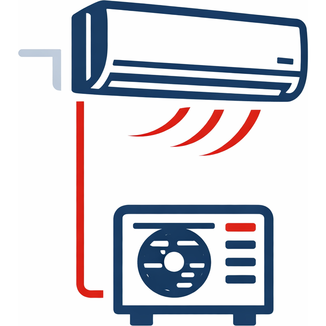 Ductless mini-split HVAC system with indoor wall unit and outdoor condenser
