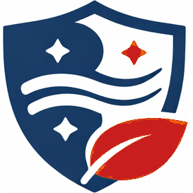 Clean air shield with airflow waves and leaf symbol for indoor air quality