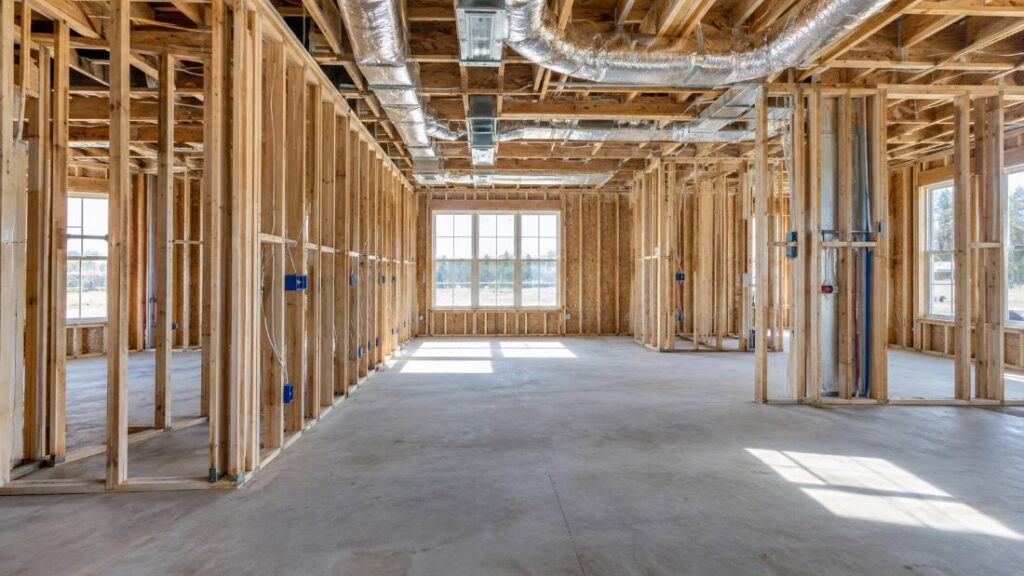 New construction home in Lakewood, NJ with HVAC ductwork being installed