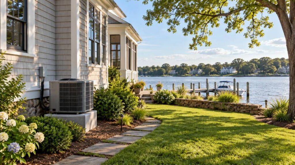 HVAC system installation at a riverfront home near the Navesink River in Red Bank, NJ